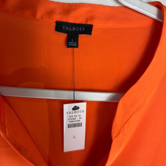 NWT Talbots Women’s Large Satin Blend Orange Pull-on Blouse Top Business - Picture 4 of 16